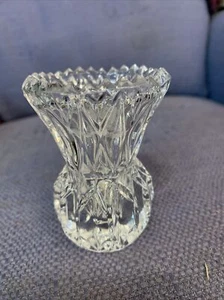 Vintage Kristall geschliffenes Glas kleiner Zahnstocher Halter gewellter Rand - Bild 1 von 4