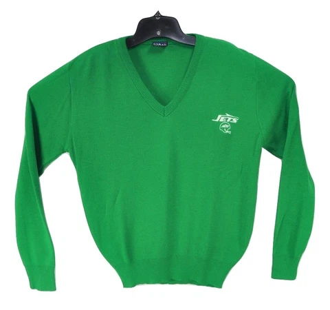 Vintage NY Jets Sweater Garan NFL Football 1980's VTG Green Men's Size S USA Cover