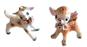 2 Vintage 'Sugar Textured' Figurines_Lamb & Fawn_Japan 1950s-60s, exlnt - Picture 1 of 8