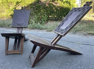 Paire de Fauteuil Art Deco Design Moderniste Africaniste Art Africain Ethnique - Imagen 1 de 12