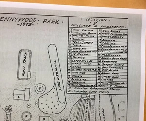 Kennywood Amusement Park Pittsburgh Pa. 1975 MAPA DE UBICACIÓN DE PASEOS Y EDIFICIOS NUEVO - Imagen 1 de 4
