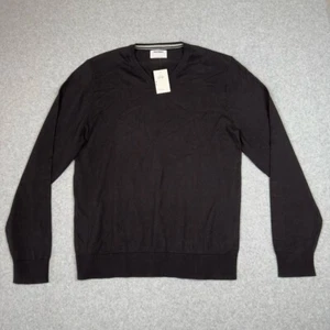 NWT Old Navy Sweater Mens L Black V Neck Long Sleeve Pullover 100% Cotton Preppy - Picture 1 of 9