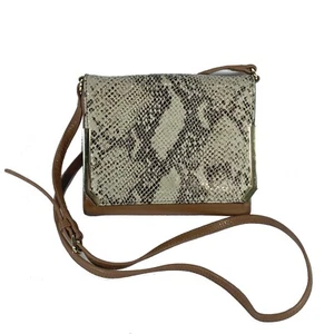 Vince Camuto Mae Purse Leather Natural Snake Shoulder Bag Brown Brass Womens EUC - Picture 1 of 22