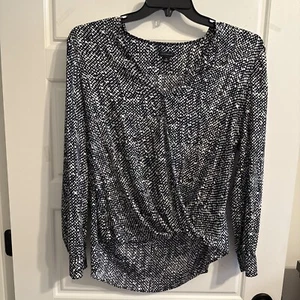 Top blusa donna Ann Taylor Loft nero/bianco taglia media - Foto 1 di 5