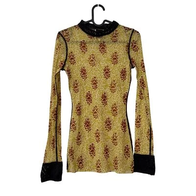 De Colección Jean Paul Gaultier Fuzzi Floral Verde Vino Negro Mohair Borde Malla Top Pequeño Foto 1 de 4