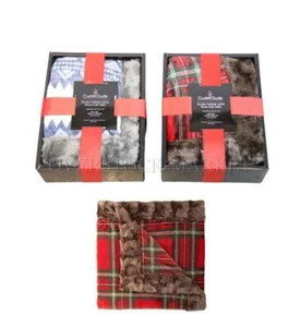 NEW! CUDDL DUDS LIGHTWEIGHT SOFT SILKY PLUSH THROW WITH FAUX FUR TRIM! 50" X 60" - Picture 1 of 3