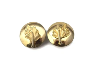 Vintage Gold Tone Domed Disk Oak Leaf Clip - Picture 1 of 5