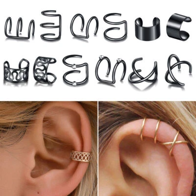 Pendientes de cartílago hélice falsa sin perforar clip para orejas 12 piezas Foto 1 de 4