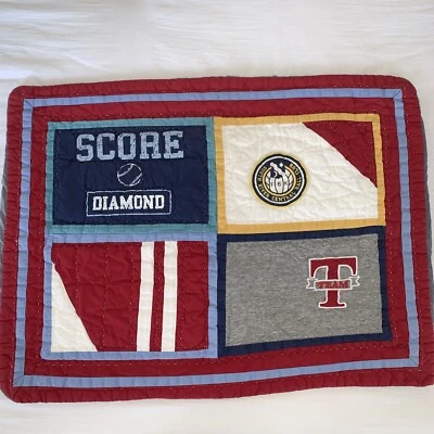 2 fundas estándar Pottery Barn Kids Sports Team Ball Club azul rojo Foto 1 de 4