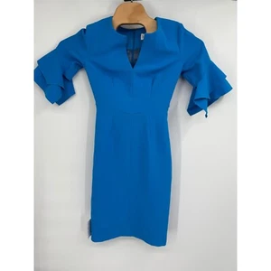 Mellaris Susan Dress Shift Blue 1/4 Sleeves Ruffles NWT Sz 4(us) 8(uk) - Picture 1 of 7