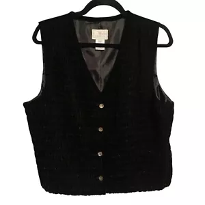 Vintage Susan Bristol Vest Womens Size 12 Black Velour Velvet Waistcoat Holiday - Picture 1 of 11