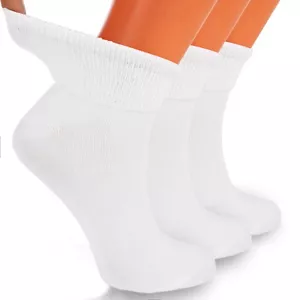 Soft Cotton Diabetic Ankle Socks with Non-Binding Top and Seamless Toe 3 Pairs - Picture 1 of 19