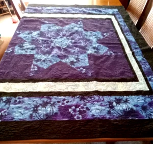 Edredón hecho a mano 8 puntos estrella azul máquina de impresión hawaiana acolchada 60x78 - Imagen 1 de 6