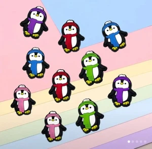 10pcs Multicolored Happy Penguins For Croc Accessories Shoe Charm Charms - Picture 1 of 5
