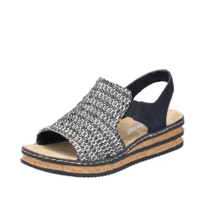 Rieker Sandalia Para Dama Zapatos Negro Beige 62971 - Imagen 1 de 11