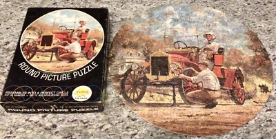 Vintage TUCO Round Jigsaw Puzzle COMPLETE Art John Berkey 1911 Maxwell - Image 1 of 4