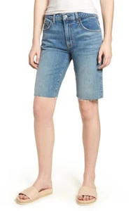 7 For All Mankind High-Waist Bermuda Shorts Cut Off Hem Desert Oasis NEW NWT 24 - Picture 1 of 6