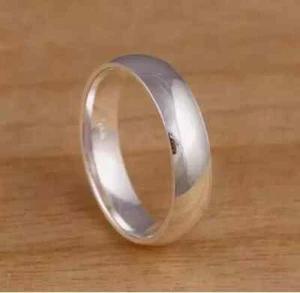 Alianza de boda lisa de plata de ley 925 sólida ajuste cómodo anillo para el pulgar - Imagen 1 de 4