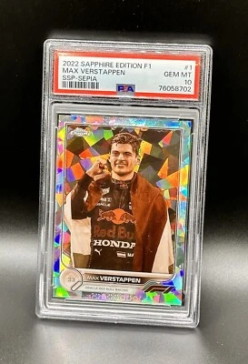 Max Verstappen PSA 10 SSP Sepia /100 F1 2022 Topps Sapphire Variation IV #1 - Image 1 of 4