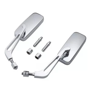 Espejos retrovisores laterales rectangulares cuadrados cromados para motocicleta Harley Softail Sportster - Imagen 1 de 5