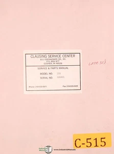 Clausing 22V, 20" Drill Presses, Operations and Parts Manual 1957 - Picture 1 of 2