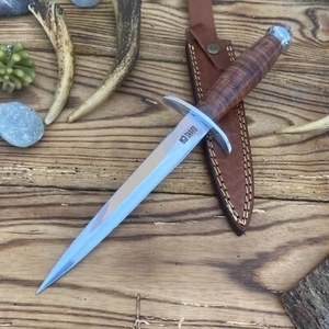 Vintage WW2 Double-Edged V42 Military Knife  Stiletto Dagger Knife With Sheath - Picture 1 of 8