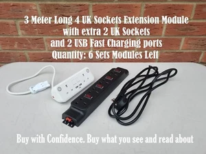 SourceTec 3 metri di lunghezza 4+2 prese UK 2 x modulo di ricarica rapida USB, storie di lavoro - Foto 1 di 24