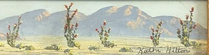 Kathi Hilton Palm Springs California Desert 20 X 2 1/2” Oil Painting Listed - Picture 1 of 9