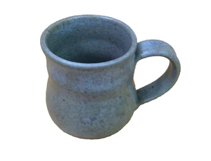 Studio Art Pottery Small Coffee Mug Blue Gray Glaze Stamped Legacy 3⅛" H 2¾" D - Picture 1 of 12