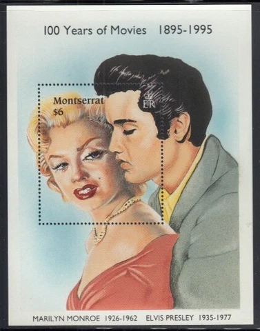 MONTSERRAT 100 Years of Movies Marilyn Monroe & Elvis Presley MNH souvenir sheet Cover