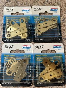 New 4-pack 4/pc National Hardware N213-413 9/16" x 2" Brass hanger plates - Picture 1 of 4