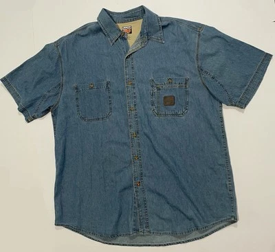 Camisa Timberland Hombre Serie Pro Denim Abotonada Manga Corta Talla XL Foto 1 de 4