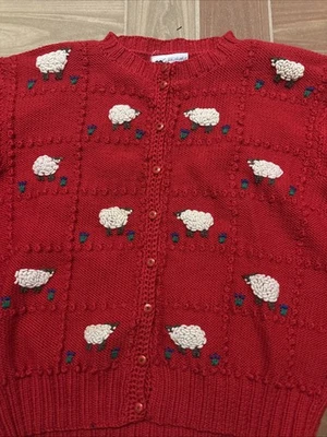 Vintage Handknits of New Zealand Wool Cardigan Sweater S Sheep - Image 1 of 4