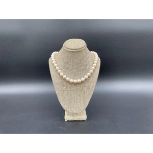 Vintage European 14k Crown Clasp Pink 10.8mm Freshwater Pearl Strand Necklace - Picture 1 of 5