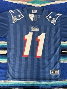 Vintage Starter 95 New England Patriots Drew Bledsoe Trikot Herren 48 Blau Streifen - Bild 1 von 12