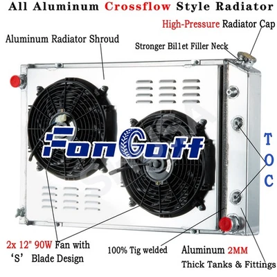 716 4-Row Radiator Shroud Fan For 73-1987 76 Chevy C/K 10,20/30 1973-1991 Blazer - Image 1 of 4