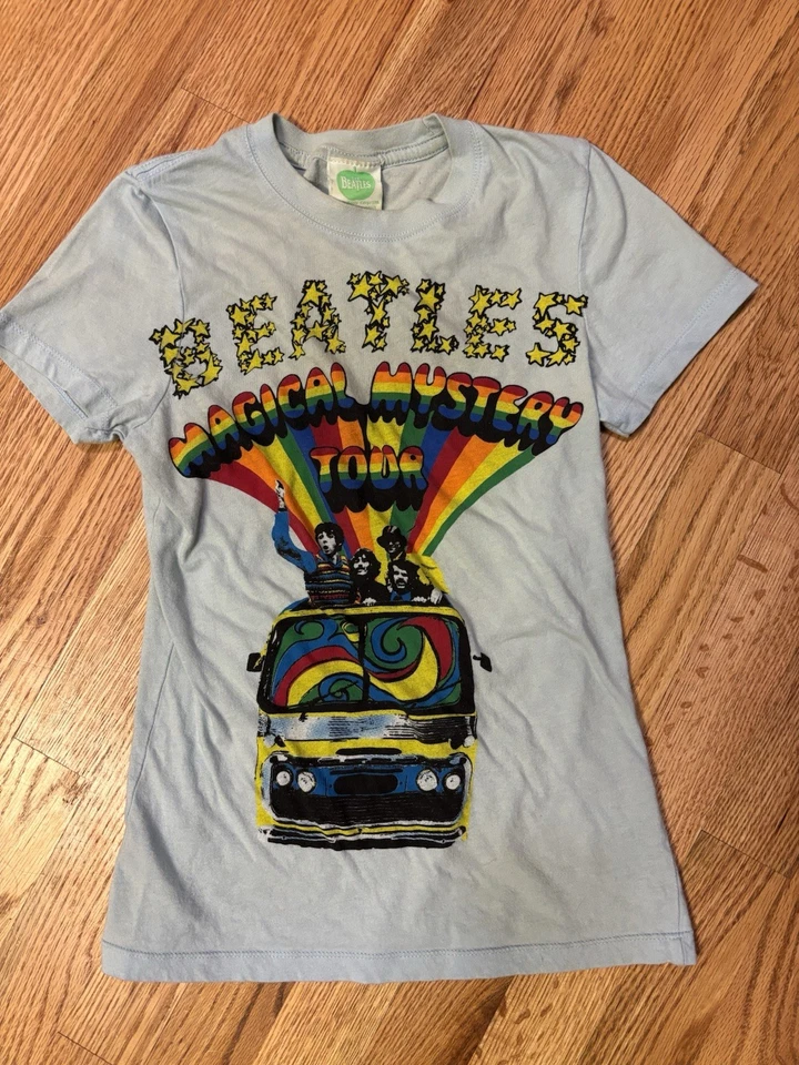 BEATLES официальный винтажный Y2K 2005 волшебный тайна тур реглан футболка маленький - Изображение 1 из 4