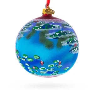 Claude Monet's 1907 'Water Lilies' Masterpiece Glass Ball Ornament 4 Inches - Picture 1 of 5