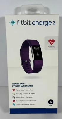 Fitbit Charge 2 Heart Rate + Fitness Tracker Wristband Plum Bands Size Small NEW - Image 1 of 4