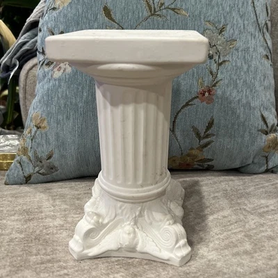 Ceramic White Roman Pillar/Pedestal Stand Candleholder/Crafts/Decor 8”Tall Paint - Image 1 of 4