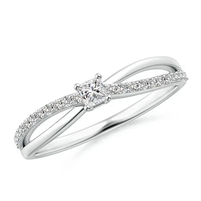 950 Platinum Diamond Ring Princess 0.24 Carat Lab Created 4 5 6 7 Christmas Sale - Image 1 of 4
