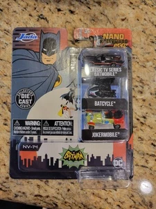 Jada Toys Batman Nano Hollywood Rides 3-Pack JokerMobile BatCycle Batmobile - Picture 1 of 2