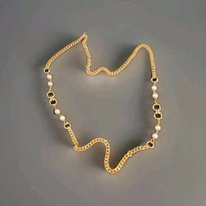 EUC PREMIER DESIGNS gemischte Glieder GOLDKETTE KUNSTPERLEN OPERNHALSKETTE - Bild 1 von 7