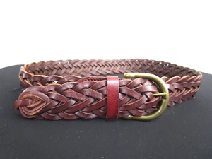 EUC! Gap Brown Braided Leather Brass Buckle Hip Belt Women Sz XS, 29"-34" - Picture 1 of 8