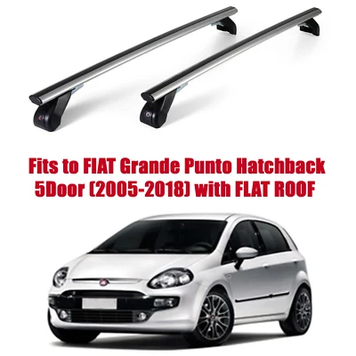 Barras portaequipajes de techo premium para FIAT Grande Punto 5 puertas (05-18) techo plano AL303/045M Foto 1 de 4