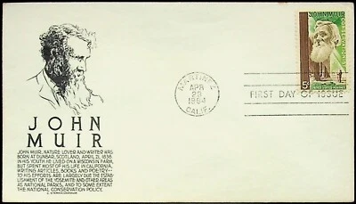1964 John Muir First Day of Issue Cover - Martinez CA, Conservation Stamp 5c - Image 1 of 2