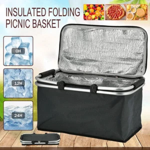 30L Einkaufskorb Faltbar Picknickkorb Kühltasche Isoliertasche Thermo Kühlkorb - Bild 1 von 16
