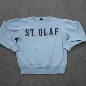 Vtg St Olaf College Sweatshirt Mens Large Blue Fleece Long Sleeve Pullover 80s - Picture 1 of 16