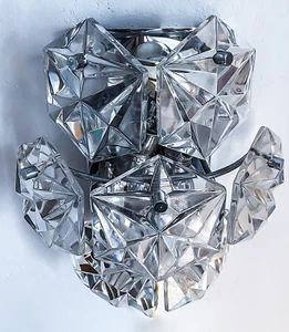 KINKELDEY Hand Cut 1960s Crystal 7 Glas wall light Hollywood Regency - Picture 1 of 22