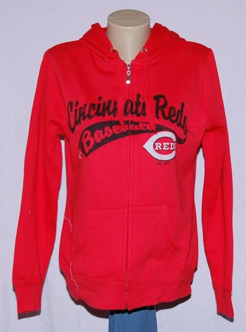 Cincinnati Reds Womens Hoodie Full Zip Hooded Sweatshirt M- MLB Majestic Cover